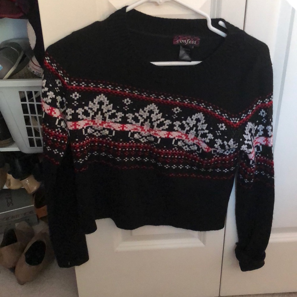 Black Winter Sweater Crop Top